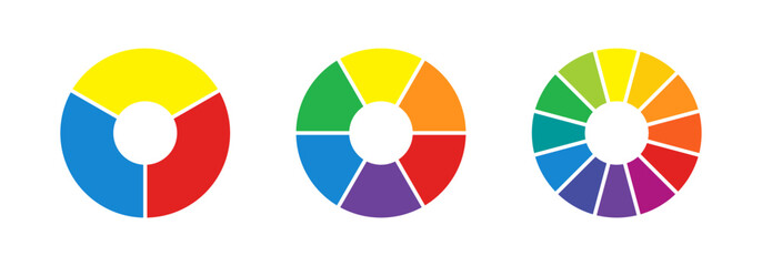 Color wheels isolated on white background.