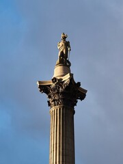 Statue of admiral Nelson naval commander national hero Napoleonic Wars Trafalgar Square monument...