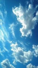 Bright Blue Sky with Fluffy White Clouds