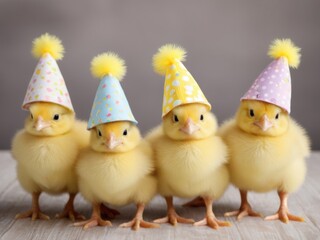 easter chicks in a row