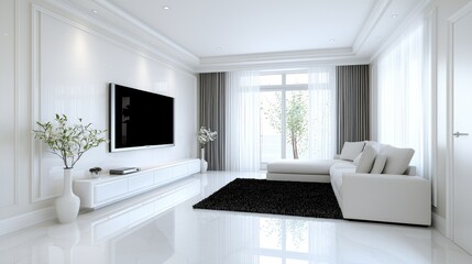 Modern white living room interior design