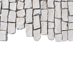 bird's-eye view of a stone path