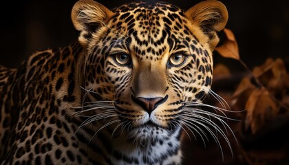 Obraz premium Majestic Leopard Lounging in the Golden Hues of the Serengeti Savannah, Embracing the Warmth of the African Sun, with Vibrant Grasslands Stretching as Far as the Eye Can See.