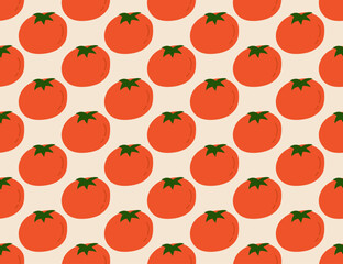 Seamless pattern with red Tomato. Hand Drawn tomato cherry. Vegetable Pomodoro. Vector illustration for sticker, patch, phone case, poster, t-shirt, mug and other design.