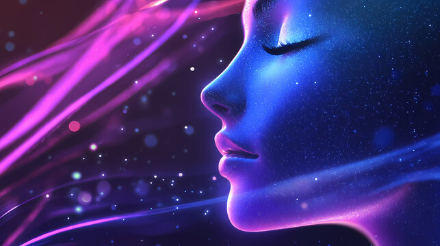 Vivid astral projection art with blue and purple theme. Astral Projection Themes. Illustration