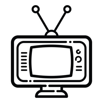 recommend clip art: Vintage Television Outline Icon Isolated On White Background