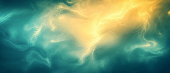 Abstract Teal and Gold Swirling Cloud Formation
