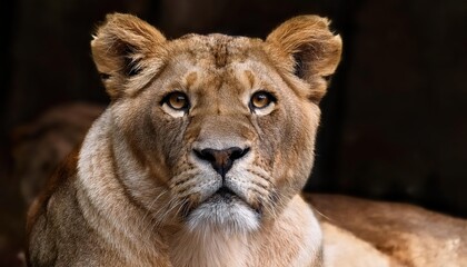 Fototapeta premium Enchanting Lioness with Delicate Cream Fur and a Quizzical Sniffer, Showcasing Soft Golden Light and a Serene African Savannah Scene, Perfect for Digital Art, Home Decor, or Design Inspiration.