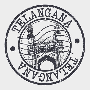 Telangana, India Stamp Postal. Silhouette Seal. Passport Round Design. Vector Icon. Design Retro Travel. National Symbol.	

