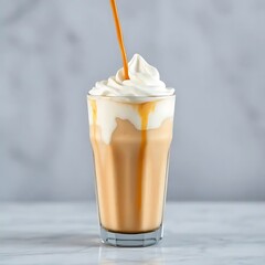Iced Coffee Drink Topped With Whipped Cream