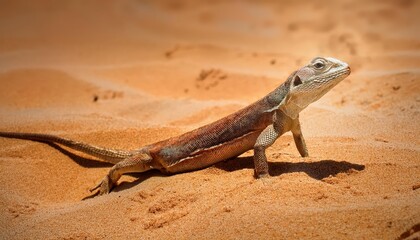 Agile Lizard Evolving a Swift Response to Escape Hot Sand Desert Dunes A Moment of Survival Captured in Stunning Detail