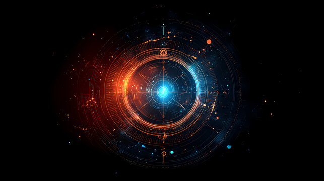 Cosmic intuition visualized through glowing karmic cycles celestial navigation astrological themes symbolizing universal connection. Astral Projection Themes. Illustration