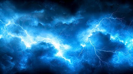 Fototapeta premium Epic Storm: A breathtaking view of intense lightning illuminating the dark, turbulent night sky. A dramatic display of nature's raw power and energy.