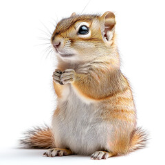 Obraz premium Adorable Chipmunk: A Close-Up Portrait of a Fluffy Rodent in a Sitting Position