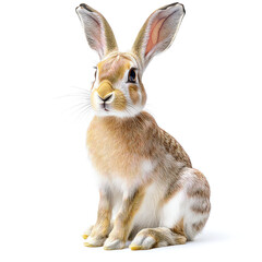 Obraz premium Adorable Fluffy Brown Rabbit Sitting, Wildlife Nature Photography, Cute Bunny with Long Ears, Gentle Mammal Image