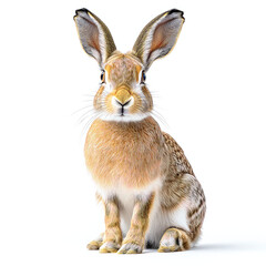 Fototapeta premium Adorable Fluffy Brown Rabbit Sitting: A Close-Up Wildlife Photography