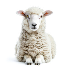 Fototapeta premium Adorable Fluffy Sheep: A Close-Up Portrait of a Calm and Gentle Farm Animal