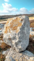 Grey and Beige Rough-Textured Rock Formation Under a Bright Sky