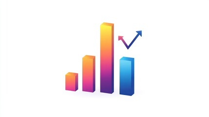 Rising bar chart graph, growth, progress, success, business, white background, infographic