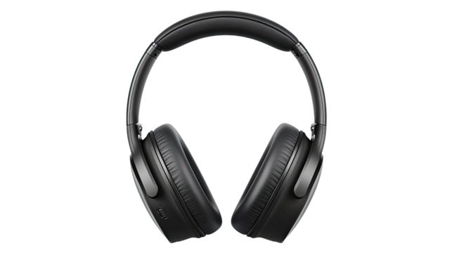 Black Over-Ear Headphones: A sleek pair of black over-ear headphones, showcasing their design and comfort. Perfect for music lovers and professionals alike.