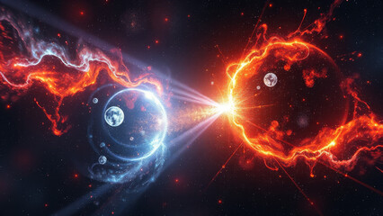 Obraz premium Celestial Clash of Fire and Ice background
