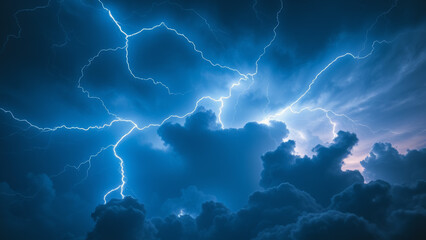 Fototapeta premium Dramatic Lightning Storm Cloudscape background