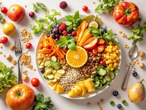 Vibrant display of fresh fruits and vegetables for national nutrition month celebration - Powered by Adobe