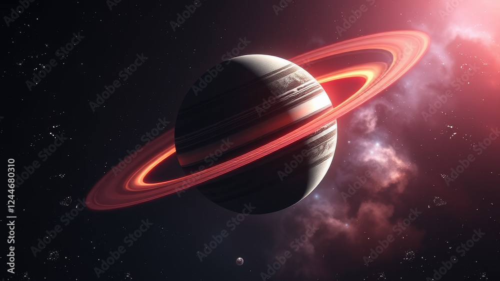 Canvas Prints awe-inspiring ringed planet in deep space background