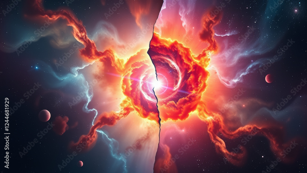 Wall mural cosmic explosion in the universe background