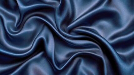 Obraz premium Midnight Blue Silk Fabric: Elegant Drape and Luxurious Texture. A Deep, Rich Blue Background for Design Inspiration.