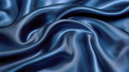 Obraz premium Luxurious Deep Blue Satin Fabric Texture: Elegant Drape and Smooth Surface for Design Inspiration