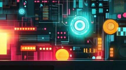 Obraz premium Business innovation process flat design front view modern technology animation vivid. 