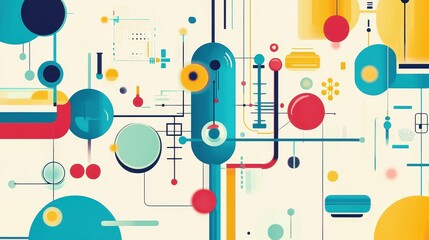 Obraz premium Business innovation process flat design front view modern technology animation vivid. 