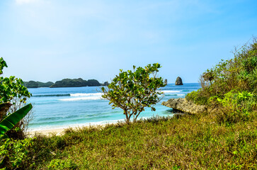 Crystal-Clear Water Lapping onto a White Sandy Shore