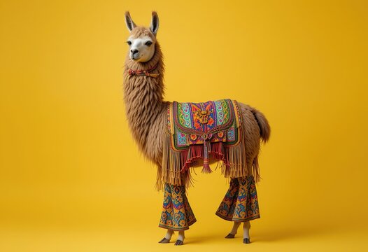 Llama Dressed In Vibrant Colorful Festive Attire