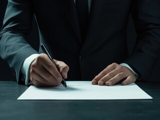 Businessman signing papers