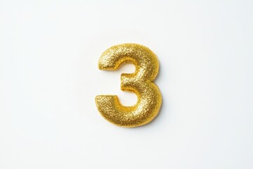 Fototapeta premium Gold number 3 with glitter on it