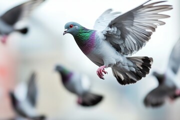 Flock of pigeons flying in the sky © Space Priest