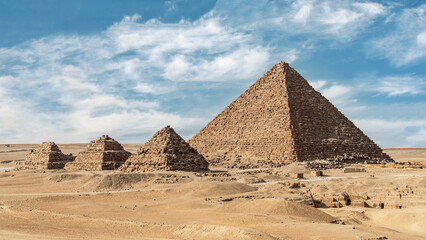 The Pyramid of Menkaure and the Pyramids of the Queens on the Giza plateau