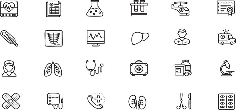 Medical & Healtcare line editable icon set. Medical & Healtcare icons Pixel perfect.