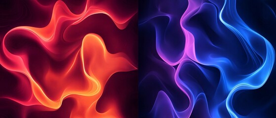 Obraz premium Abstract Red And Blue Swirling Wave Forms