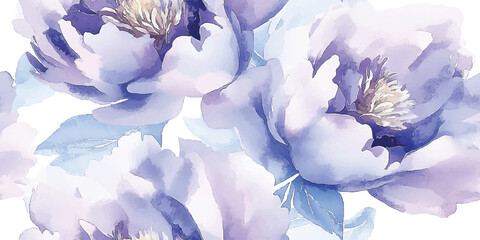 Vector Seamless pattern of delicate pastel purple peony flower watercolor, floral pattern, elegant peonies seamless print, Template design for textiles, interior, clothes, wallpaper. Botanical art