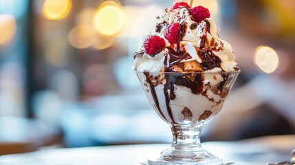 Delicious Dessert Raspberry Sundae Sweet Treat