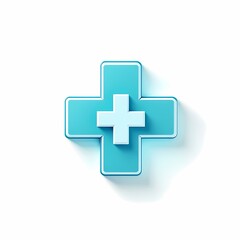 Fototapeta premium 3d Medical Cross Icon Turquoise Blue Healthcare Symbol