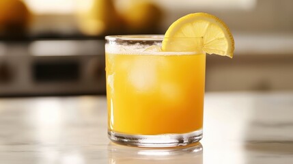 Refreshing Iced Lemon Drink in a Glass