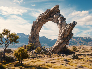 Rocher en forme de porte dans une steppe