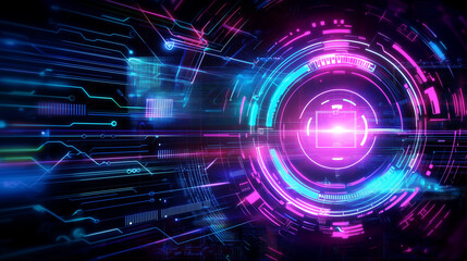 Futuristic Abstract Technology Interface with Holographic Elements