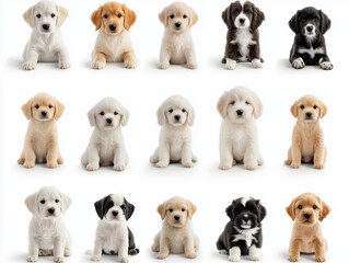 Chiots en 3D sur fond blanc