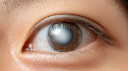 Obraz premium Close-up of a Human Eye with Cataract