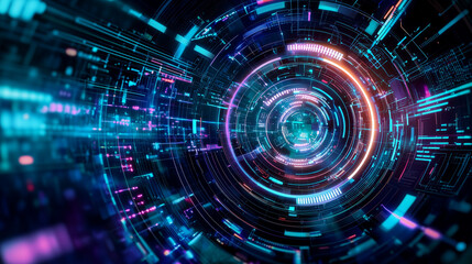 Fototapeta premium Futuristic Technology Interface with Holographic Elements